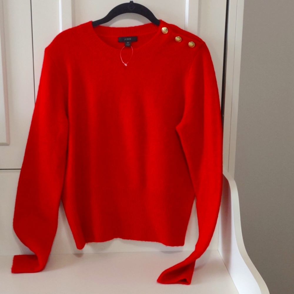 JCrew red merino wool sweater